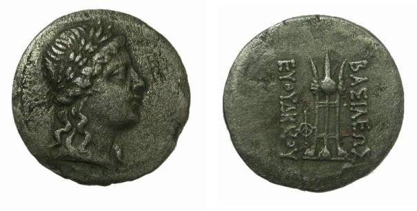 Ancient Coins - Baktrian Kingdom, Euthydemos II, Nickel didrachm c. 190 - 171 B.C.