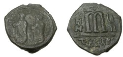 Ancient Coins - Phocas 602-610 AD  AE Follis Theoupolis S-671