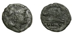 Ancient Coins - Roman Republican AE Triens Uncial 217-197 BC Hd Minerva Rv Prow Galley BMC 34/5 Syd 231B