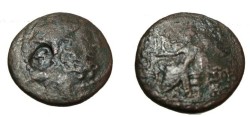 Ancient Coins - Seleucia & Pieria Antiochia AE24 1st cent BC c/m head S-5855