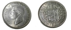 World Coins - 1937 New Zealand George VI Half Crown Y-13