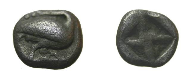 Ancient Coins - Macedonia Aeion Ca 480 BC AR trihemiobol