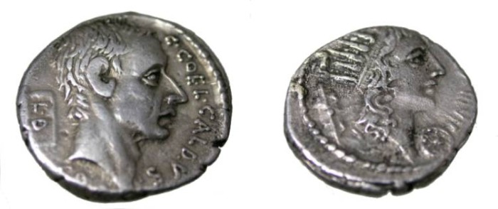 Ancient Coins - C. Coelius Caldus. 51 BC. AR Denarius
