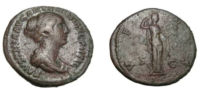 Ancient Coins - Faustina II 175 AD As VENUS RIC 1410c