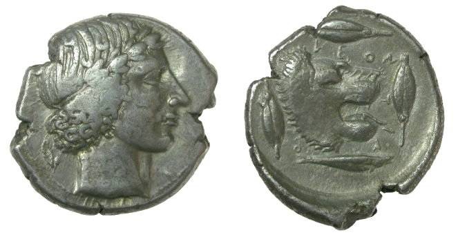 Ancient Coins - Sicily, Leontini. AR Tetradrachm Circa 425 BC