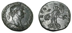 Ancient Coins - Trajan Ae As Victory walking BMC 727; Cohen 617