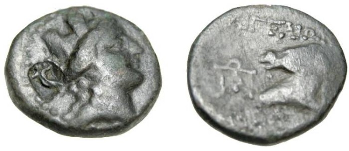 Ancient Coins - Asia Minor Cilicia Aigai 2nd - 1st Cent BC AE20 c/m Comrnicopiae S-5515