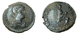 Ancient Coins - Valentinianus AE2 384-408 AD Virtus Exerciti RIC 63a