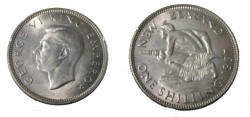 World Coins - 1937 New Zealand George VI 1 Shilling Y-11