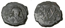 Ancient Coins - Maurice Tiberius 582-602AD AE 1/2 Follis Thessalonica S-534