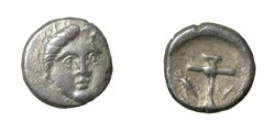 Ancient Coins - Thrace Apollonia Pontika AR Diobol 3rd Cent BC