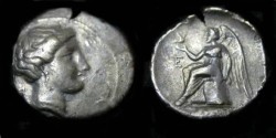 Ancient Coins - Bruttium, Terina. ca 300 BC. AR Third-Nomos.
