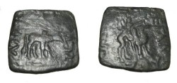 Ancient Coins - Indo-Skythian Azes I Ca 57-35 BC AE TriChalkon Taxila Senior 8120 R! King on Camel