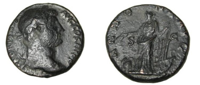 Ancient Coins - Hadrian 117-138 AD AE Dupondius ANNONA AVG RIC 796d