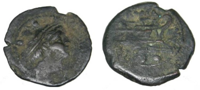 Ancient Coins - Anonymous 211-206 BC AE Sexans 4.25 gm