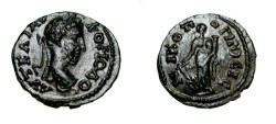 Ancient Coins - Commodus AE17 Nicoplis Moesia Inferior Tyche L w / Rudder Moushmov 899