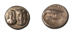 Ancient Coins - Istros Tharce AR Fraction 4th Century BC Tri Hemiobol BMC 234