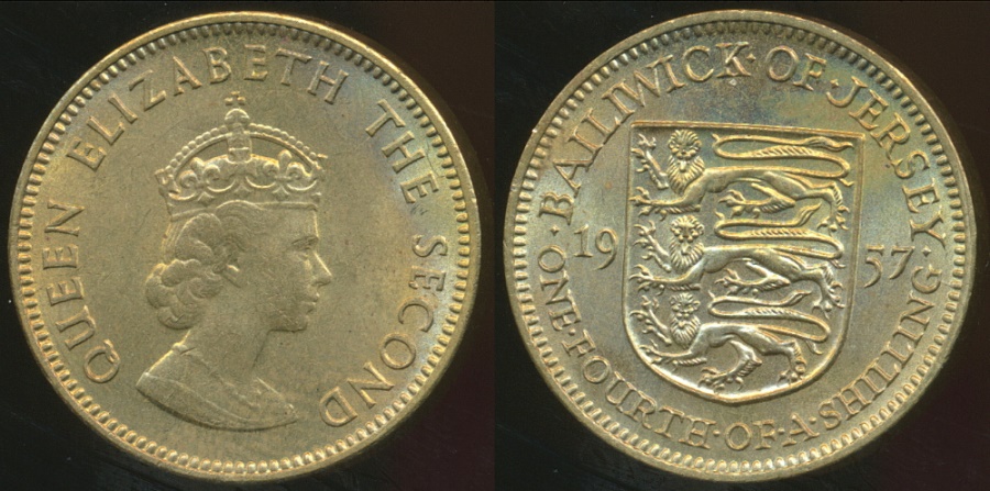 Jersey British Dependency Elizabeth Ii 1957 1 4 Shilling 3 Pence World Coins Jersey British Dependency Elizabeth Ii 1957 1 4 Shilling