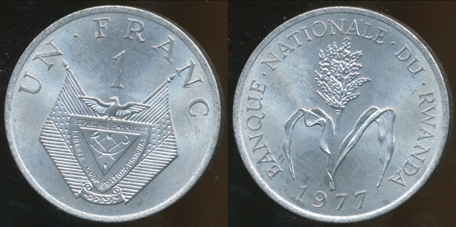 1 Franc Rwanda 1977