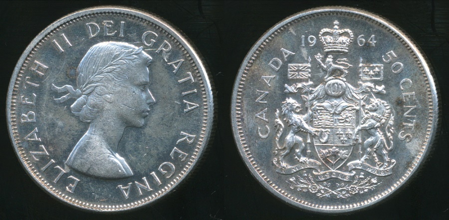 Canada 1964 UNC Proof Like Silver Fifty Cent Piece!!