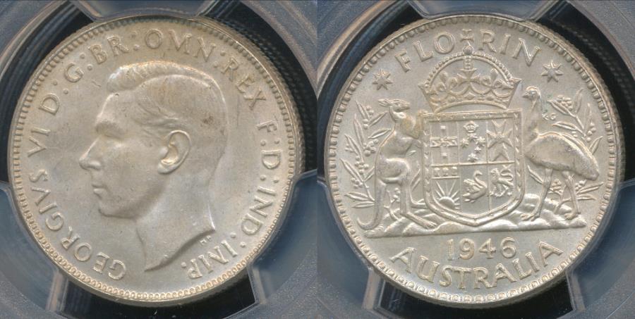 Auatralia 1946 Florin PCGS MS64