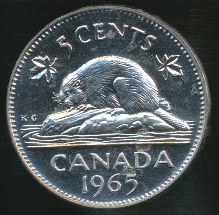 Canada, Confederation, 1965 5 Cents, Elizabeth II (Small Beads) - Proof ...
