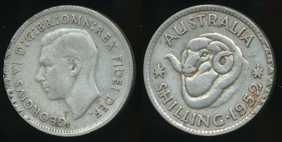 very Nice Shilling KING GEORGE VI 1943 Australian Silver 1//- One Shilling