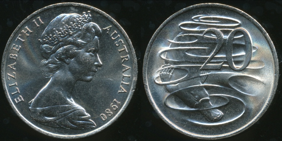20 CENTS 1981 OUT OF MINT ROLL CHOICE
