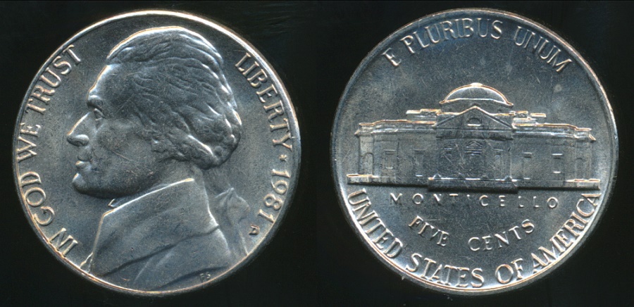 Uncirculated 1981 Jefferson 5 cent