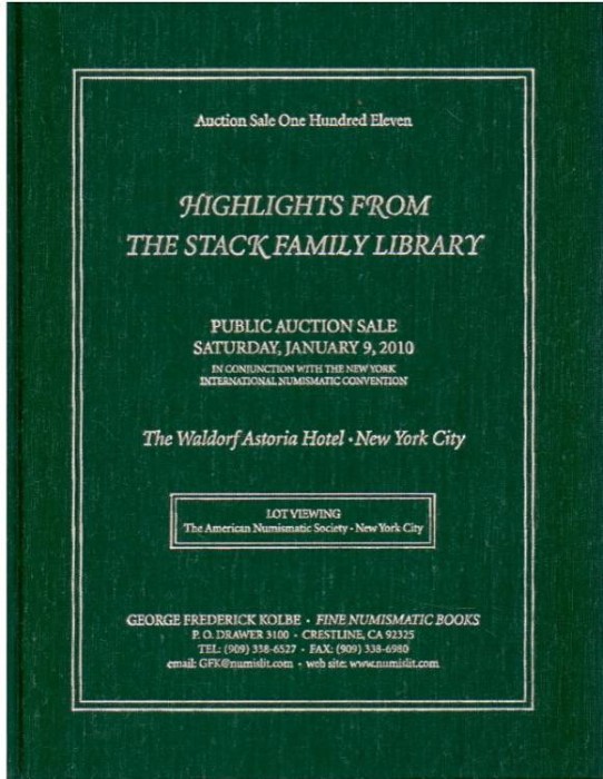 Ancient Coins - Kolbe: Highlights from the Stack's Family Library, January 2010 Auction Sale