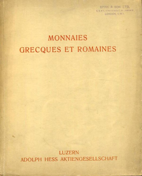 Ancient Coins - Hess: Monnaies Grecques et Romaines, 1933