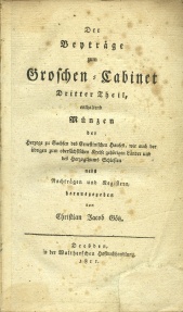 World Coins - Gotz: Der Beytrage Zum Groschen-Cabinet, Dritter Theil, 1811