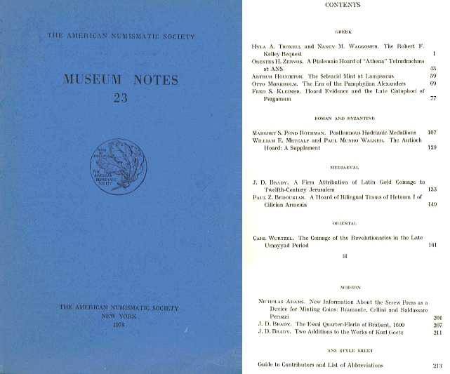 A.N.S.: Museum Notes 23 | Ancient Coin Books