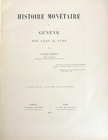 World Coins - Demole: Histoire Monetaire de Geneve de 1535 a 1848, 2 Parts