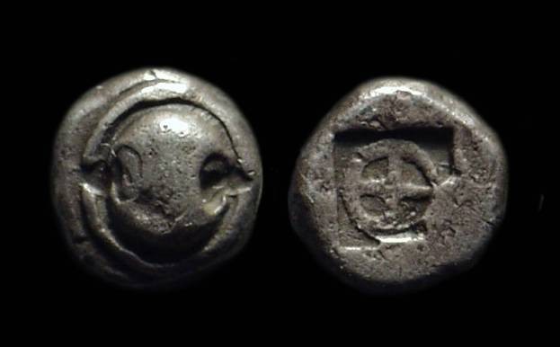Ancient Coins - BOIOTIA, Federal Coinage. AR Obol (1.04g), c. 475-450 BC. 