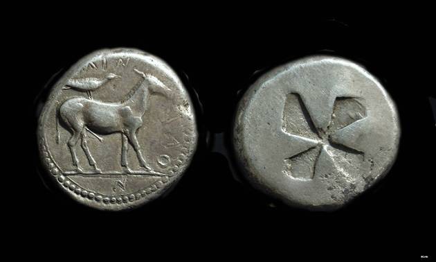 Ancient Coins - MACEDONIA, Mende. AR Tetradrachm (17.11g), c. 520-480 BC. 