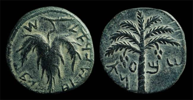 Ancient Coins - JUDAEA. Bar Kochba War, AD 132-135. Æ Middle Bronze (12.25g). Year 2