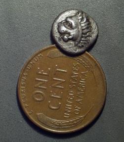 Ancient Coins - THESSALY, Herakleia Trachinia. AR Obol (0.80g), c. 380-350 BC. Ex: Jameson