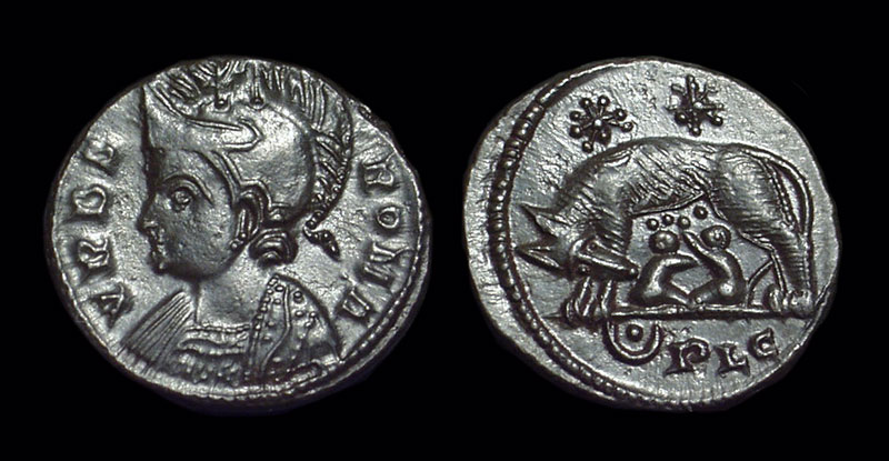 Urbs Roma. Æ Follis (16mm, 2.86g), c. AD 330-333. Lyon mint | Roman ...