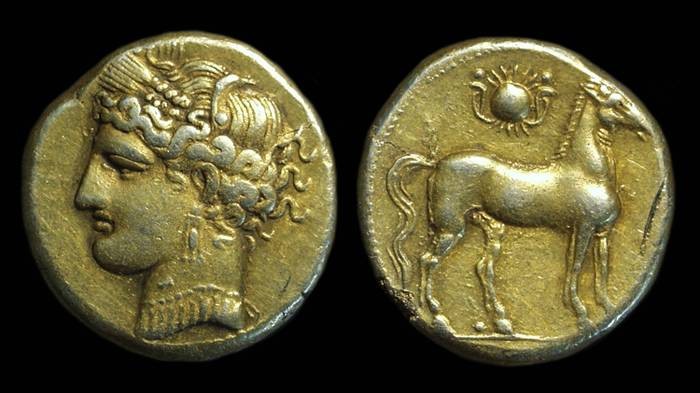 Ancient Coins - ZEUGITANA, Carthage. EL Trihemistater (10.48g), c. 264-241 BC. 