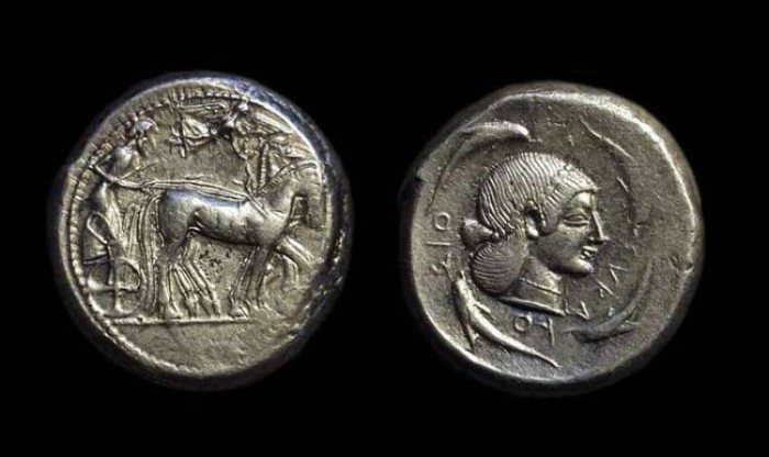 Ancient Coins - SICILY, Syracuse. AR Tetradrachm (17.40g), c. 485-479 BC. 