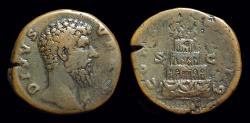 Ancient Coins - LUCIUS VERUS, AD 161-169. Æ Sestertius (22.18g) issued by Marcus Aureleus.