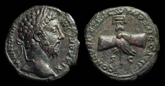 Ancient Coins - MARCUS AURELIUS, AD 161-180. Æ As (11.46g). 