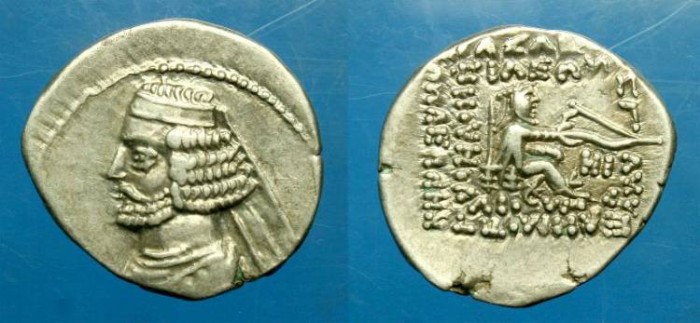 Ancient Coins - Parthia.  Orodes II.  Ar drachm.  C. 57-38 BC.  Scarce.  