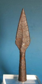 Ancient Coins - Roman iron leaf-shaped socketed arrowhead.  C. 1st-2nd century AD.