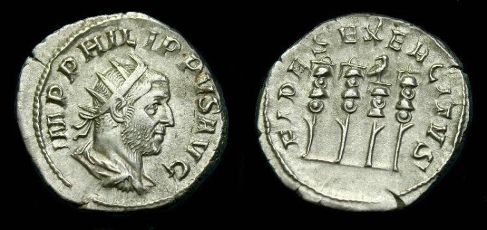 Ancient Coins - Philip I.  Ar ant.  244-249 AD.  Super detail.