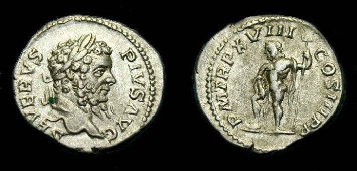 Ancient Coins - Septimius Severus.  Ar denarius.  193-211 AD.  Pleasing coin.