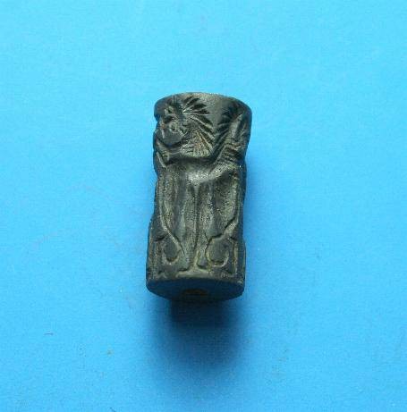 Ancient Coins - Late Babylonian hard stone cylinder seal.  C. 800-600 BC.