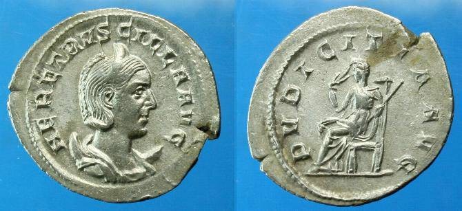 Ancient Coins - Herennia Etruscilla.  Ar ant.  C. 250 AD.  Good metal.