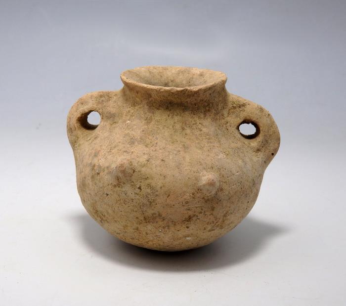 Ancient Coins - Prehistoric, Bronze Age Terracotta Holy Land Twin Handled Vessel